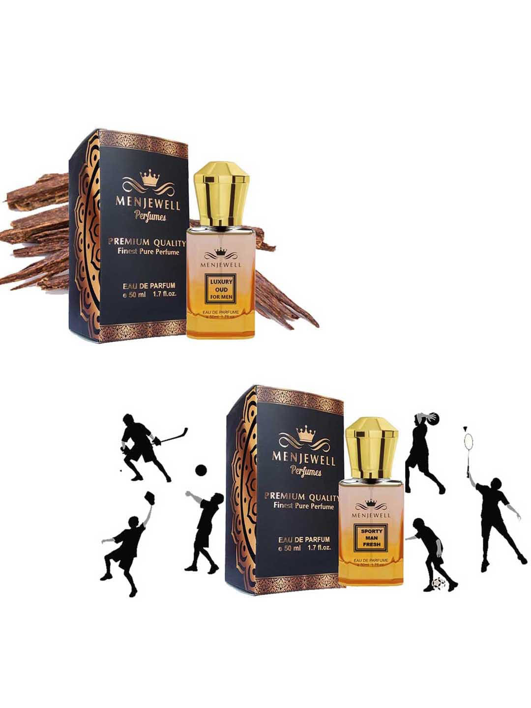 Menjewell Men Set Of 2 Sporty Man Eau de Parfum & Luxury Oud Eau de Parfum - 50ml Each