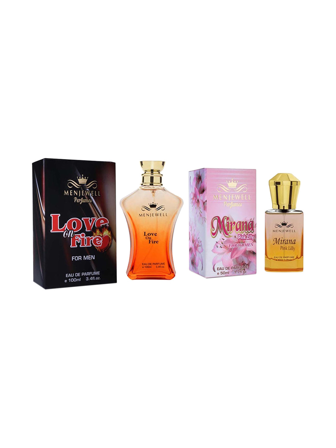 Menjewell Set Of 2 Love On Fire & Mirana Pink Lilly Eau de Parfum