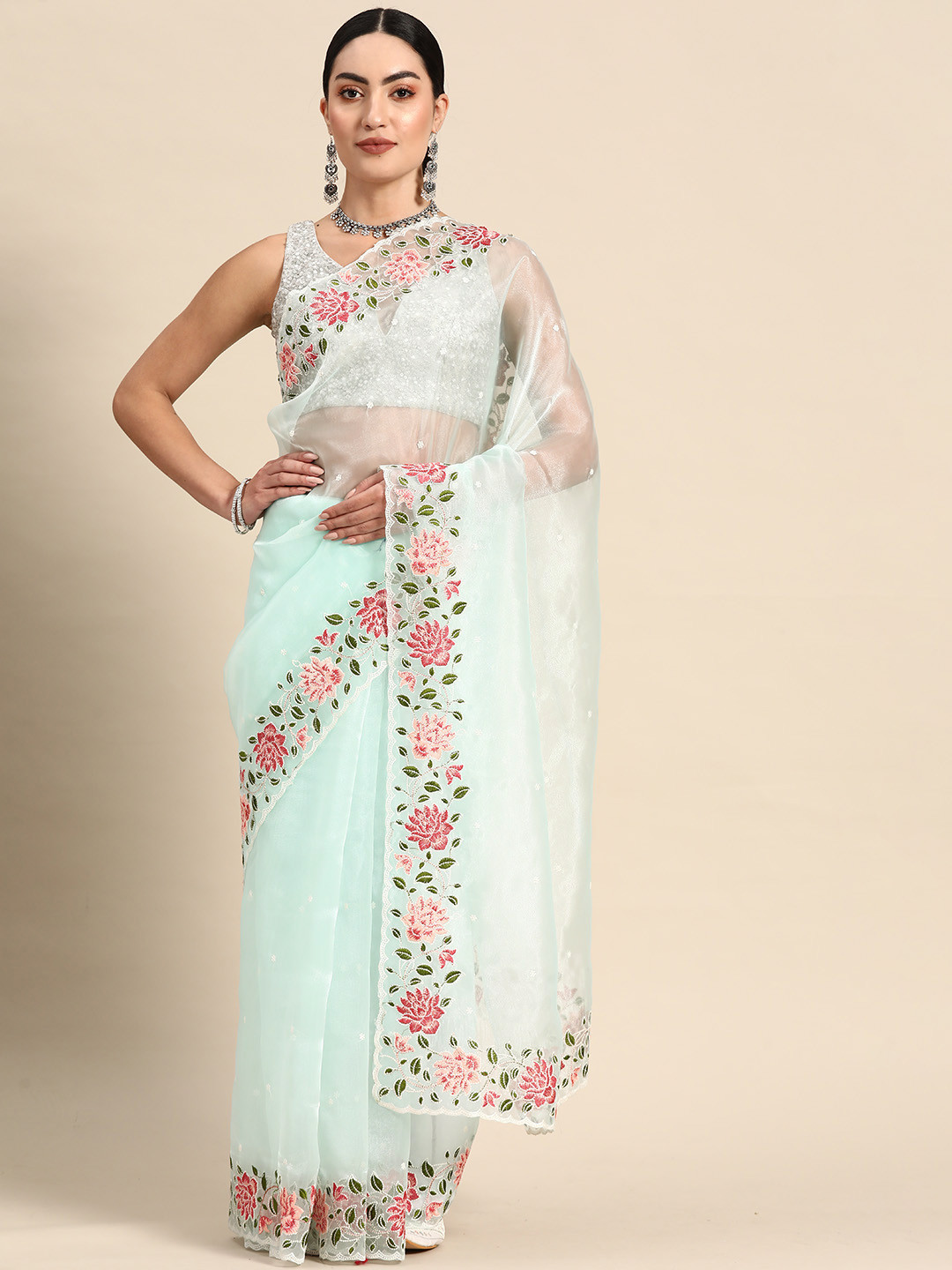 Anouk Floral Organza Saree