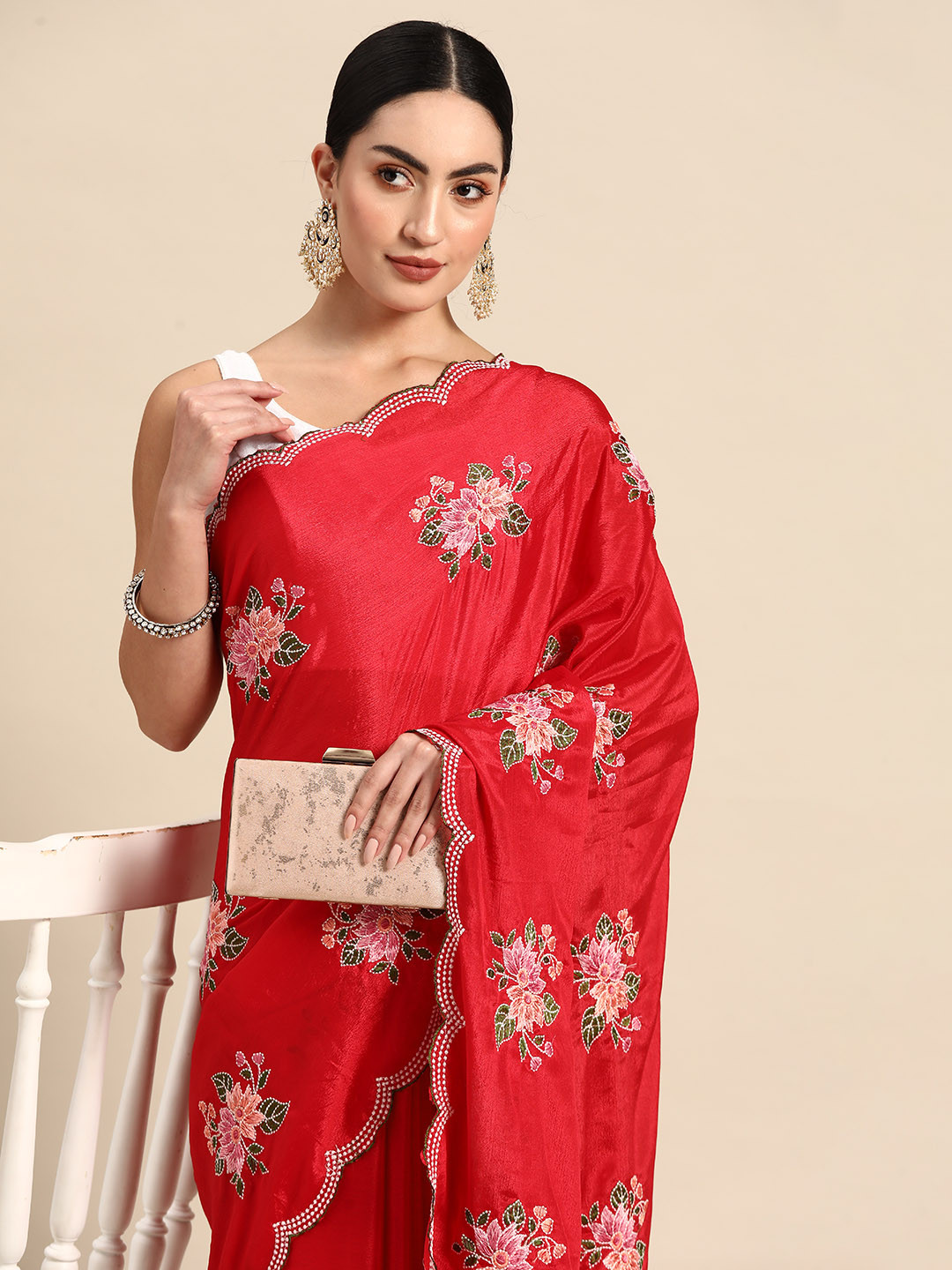 Anouk Floral Embroidered Saree
