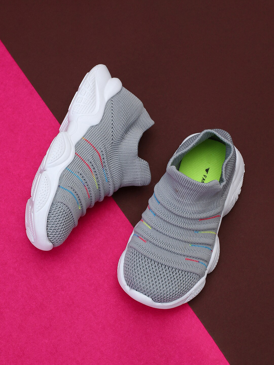 Fame Forever by Lifestyle Boys Grey Woven Design Slip-On Sneakers