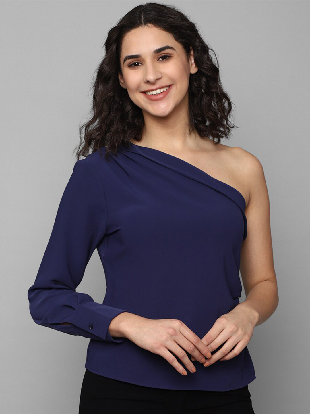 Allen Solly Woman One Shoulder Cuffed Sleeves Top