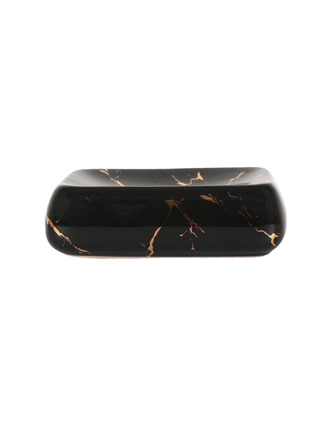 FabSeasons Black Abstract Italian Marble Look Ceramic Soap Holder