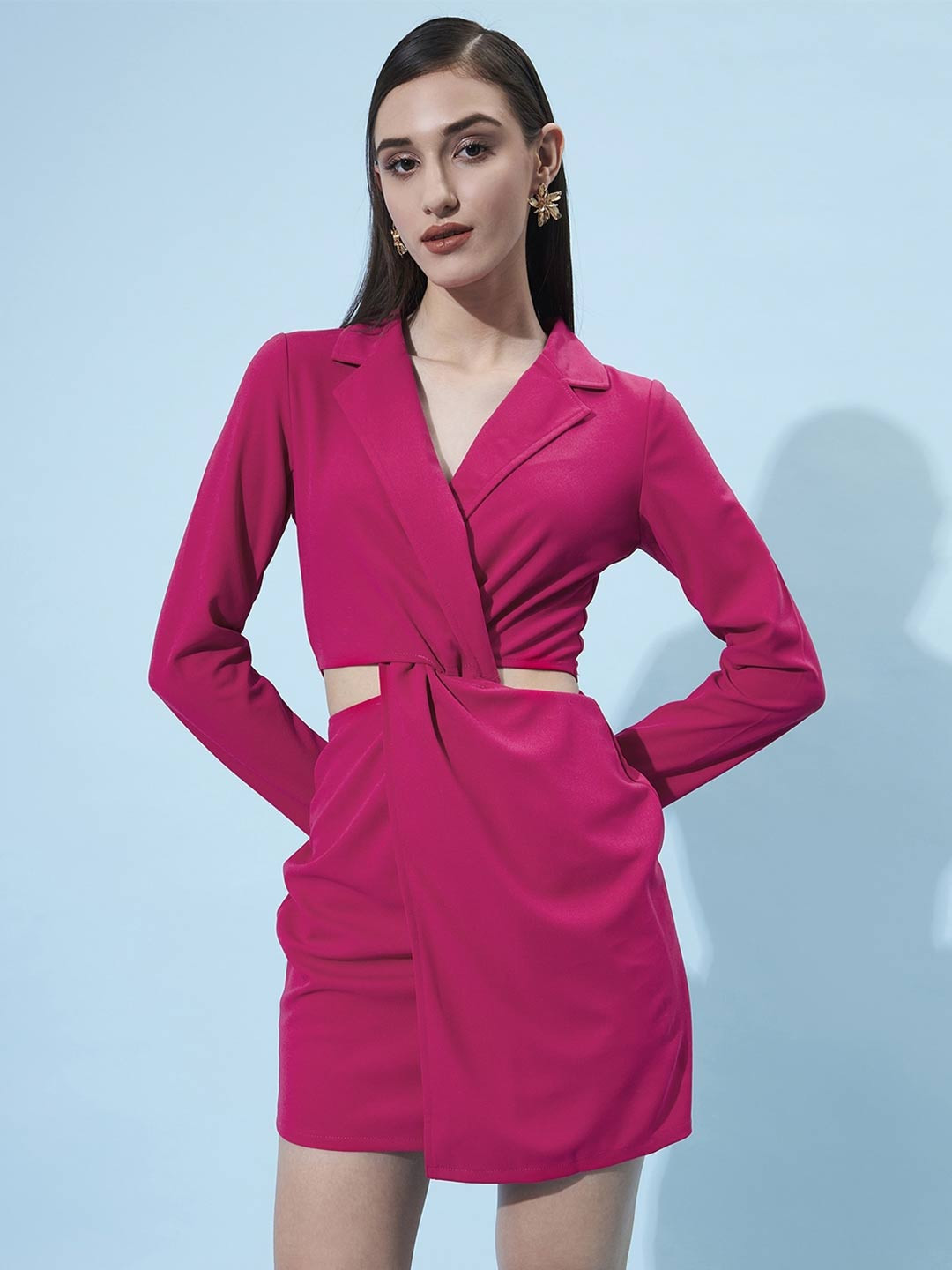 Athena Fuchsia Shirt Collar Dress