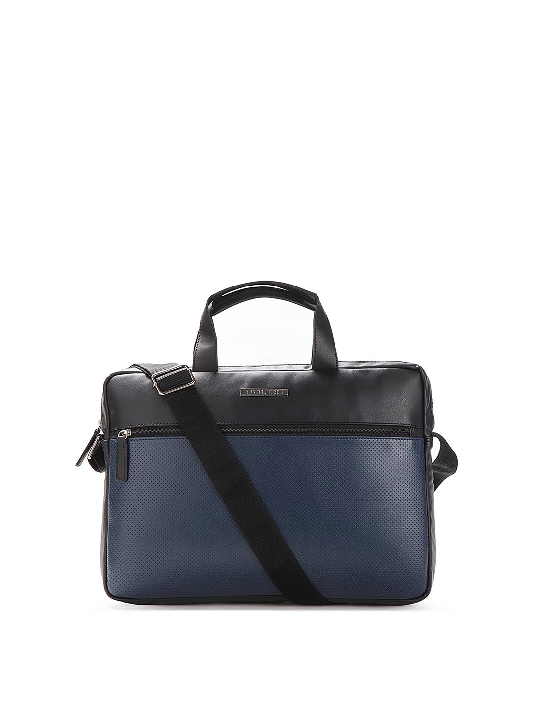 Police Men Colourblocked PU Laptop Bag