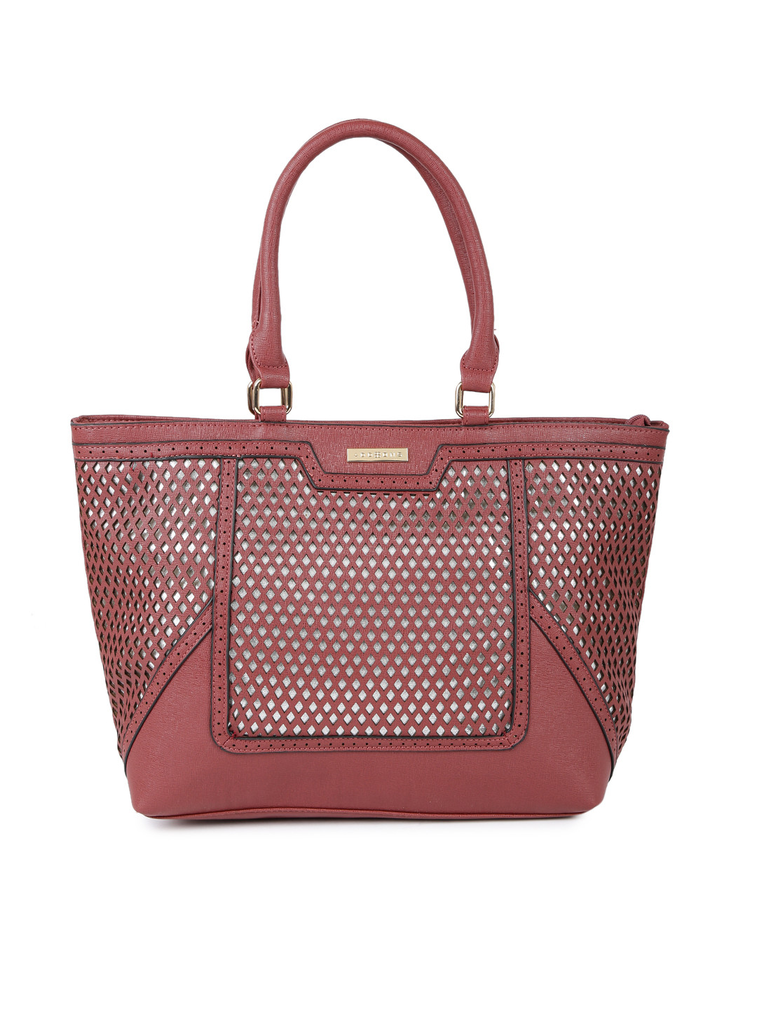 Addons Maroon Solid Shoulder Bag with Cut-Out Detail