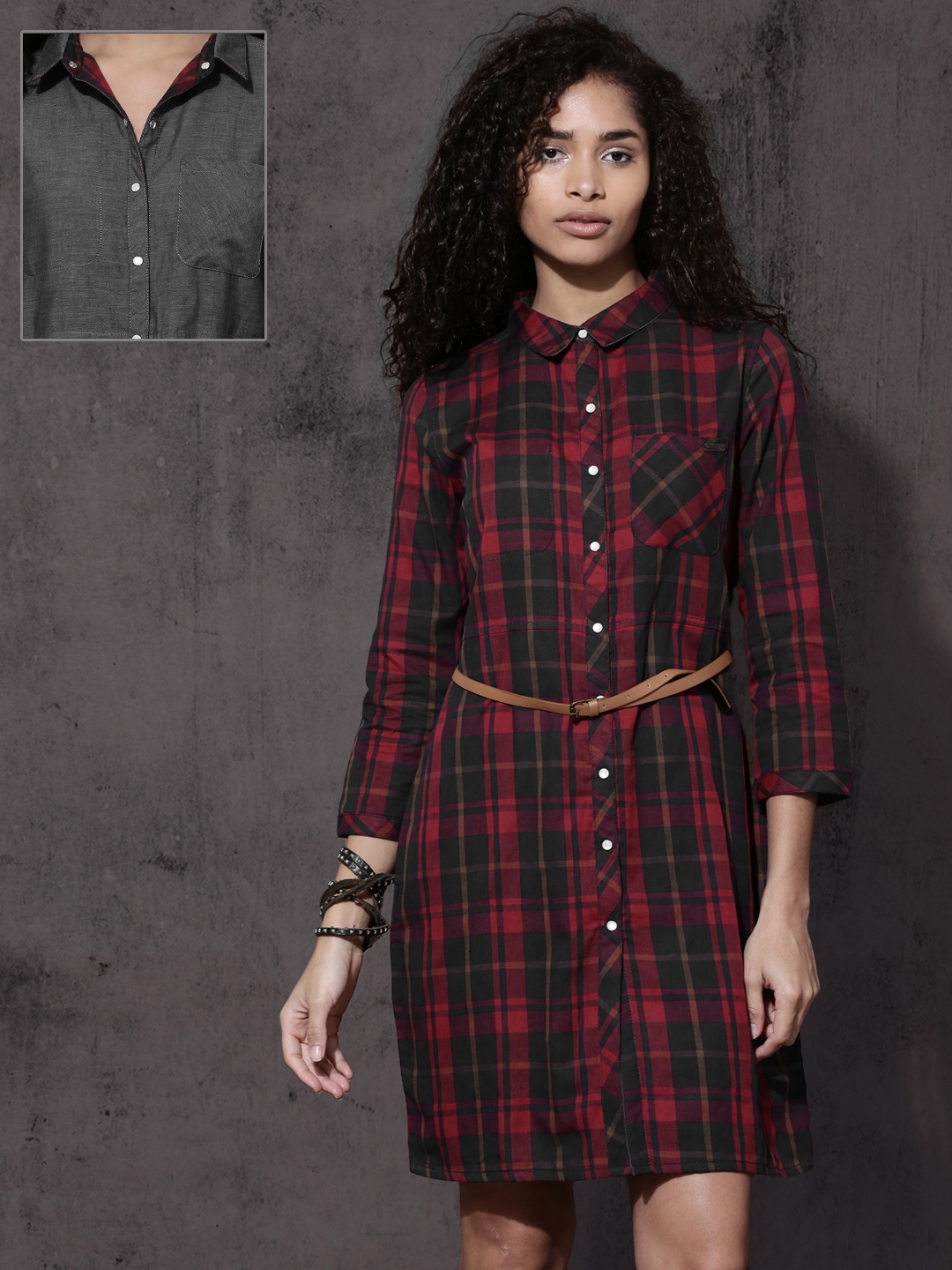 Womens red cheap shirt dress