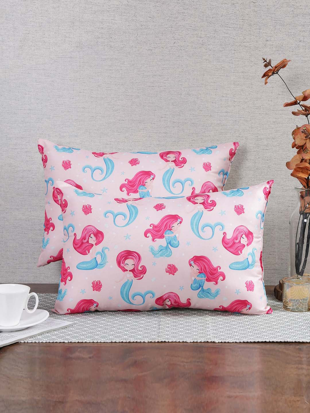 Emerald Pink & Blue 2 Piece Mermaid Printed Cushions