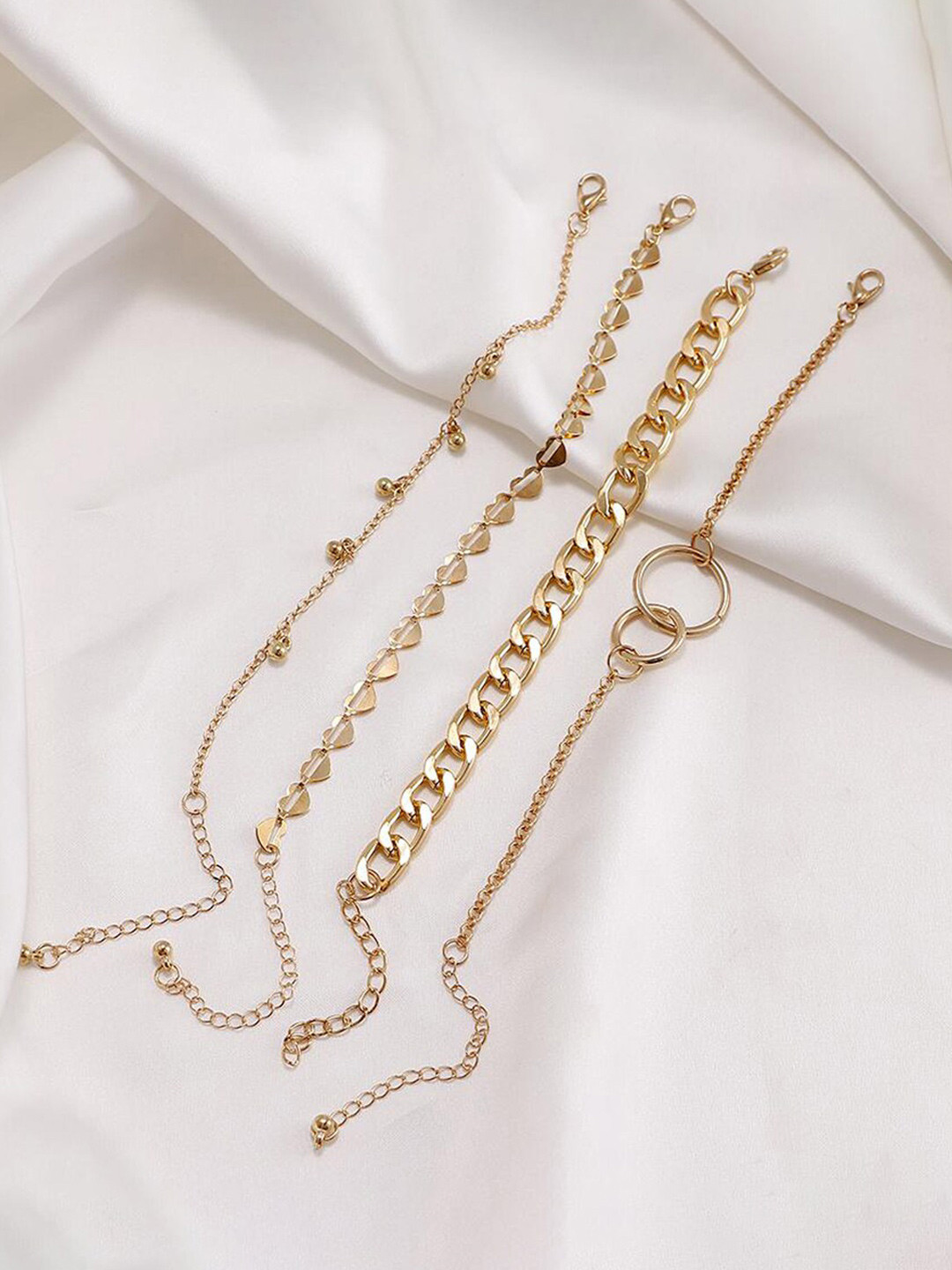 Jewels Galaxy Women Set Of 4 Gold-Plated Charm Bracelet
