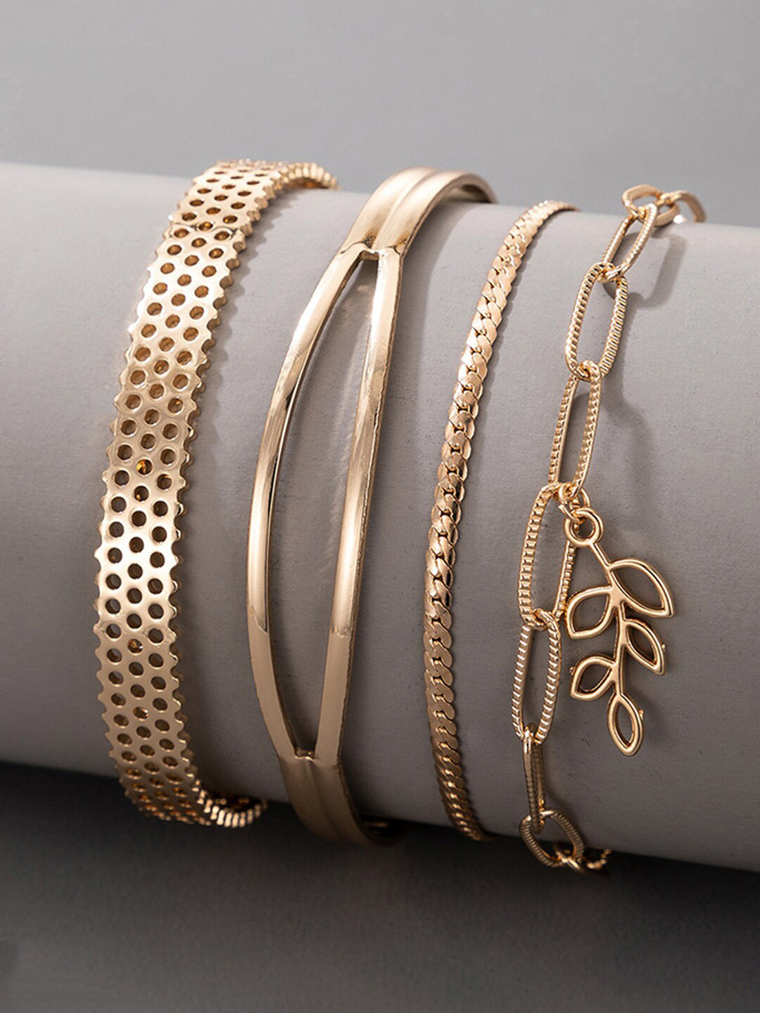 Jewels Galaxy Women Pack of 4 Gold-Plated Charm Bracelets