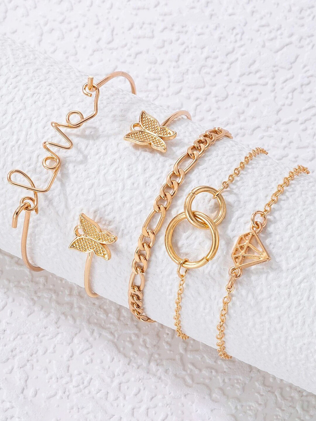 Jewels Galaxy Women Pack Of 5 Gold-Plated Charm Bracelets