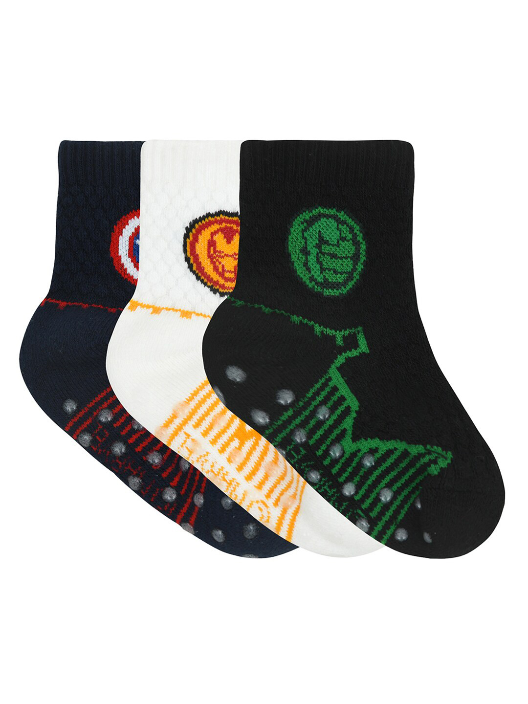 Balenzia x Marvel Boys Pack of 3 Patterned High Cushioned Cotton Ankle-Length Socks