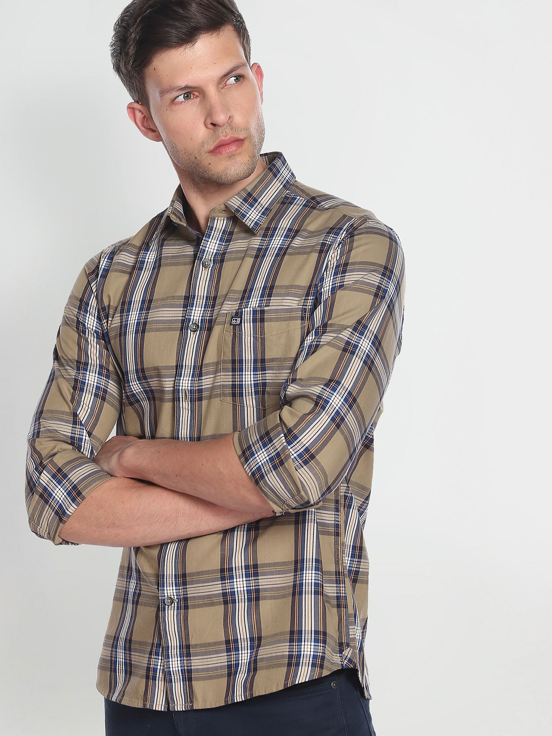 Arrow Sport Men Pure Cotton Manhattan Slim Fit Tartan Checks Casual Shirt