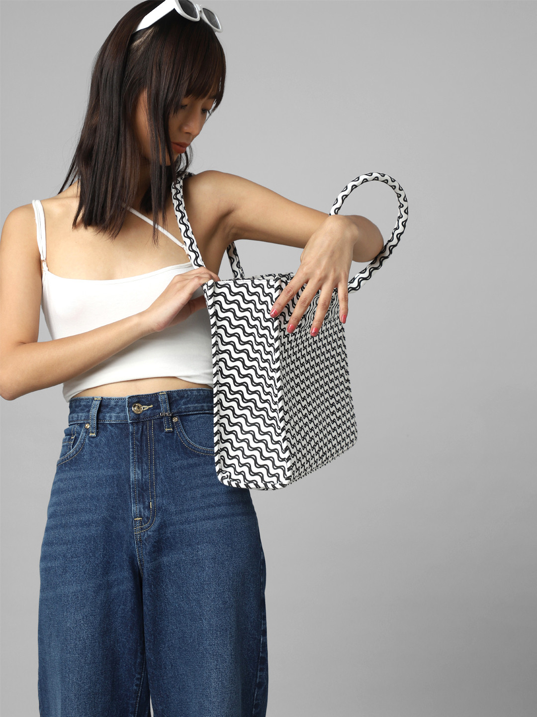 ONLY Printed Oversized Shopper Cotton Shoulder Bag