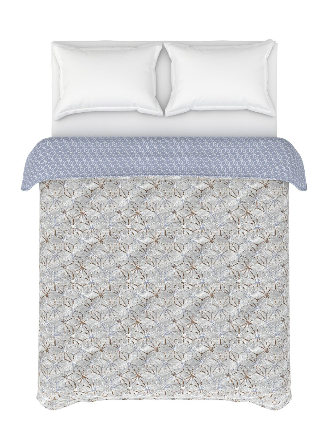 MYTRIDENT Everyday Grey  Blue Geometric Mild Winter 150 GSM Double Bed Comforter