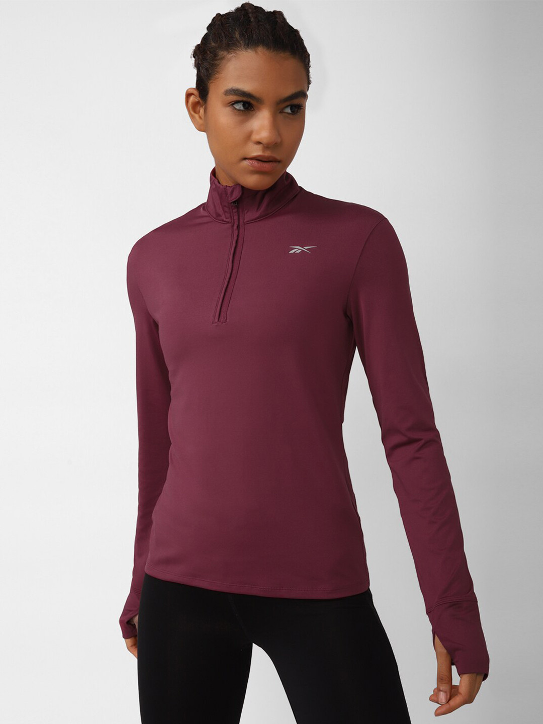 Reebok Women Running Workout Ready 1 4 Zip Sporty Jacket