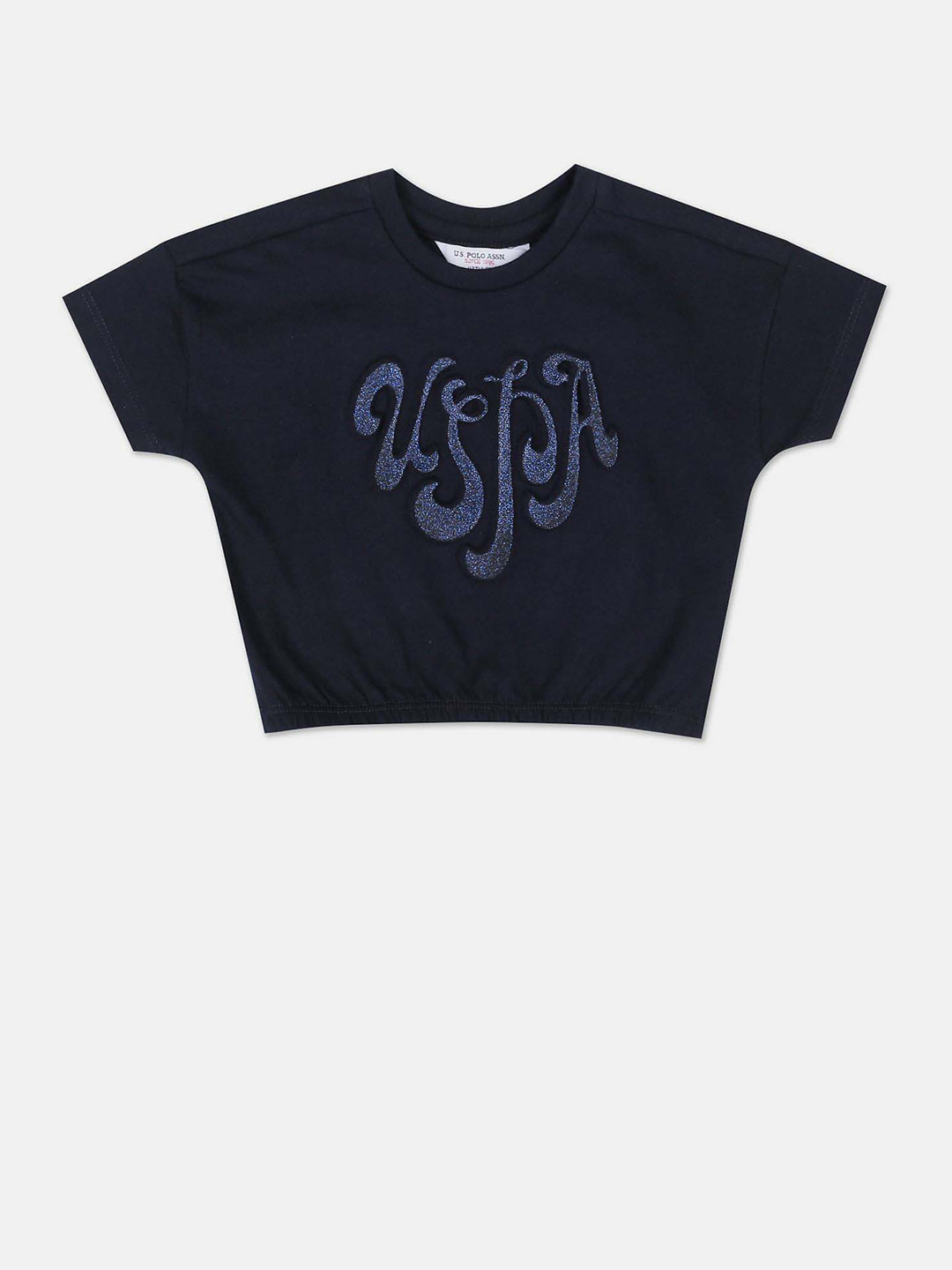 U.S. Polo Assn. Kids Girls Typography Printed Pure Cotton T-shirt