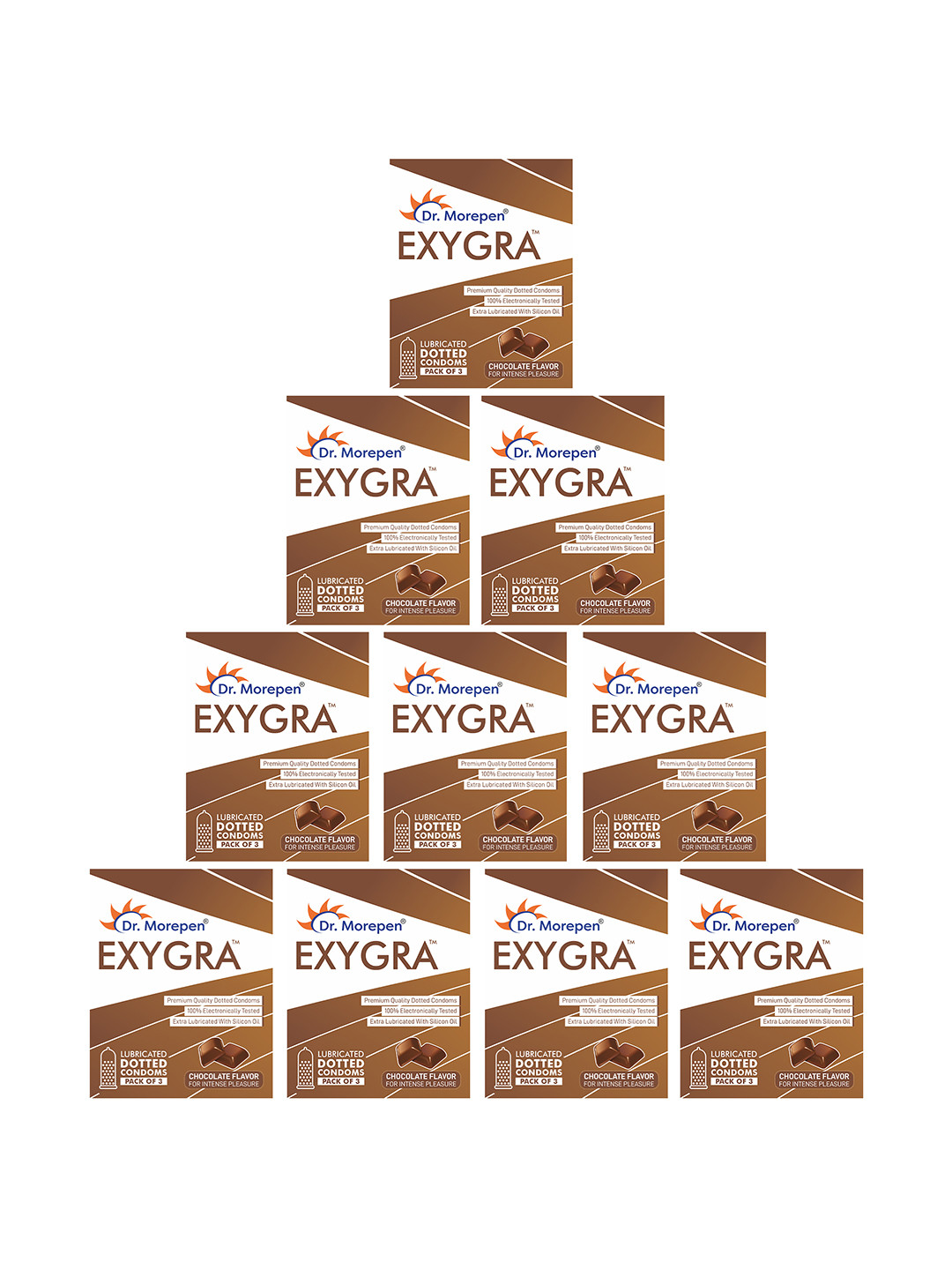 Dr. Morepen Set Of 20 Exygra Dotted Chocolate Flavor Condom (3pieces Each)