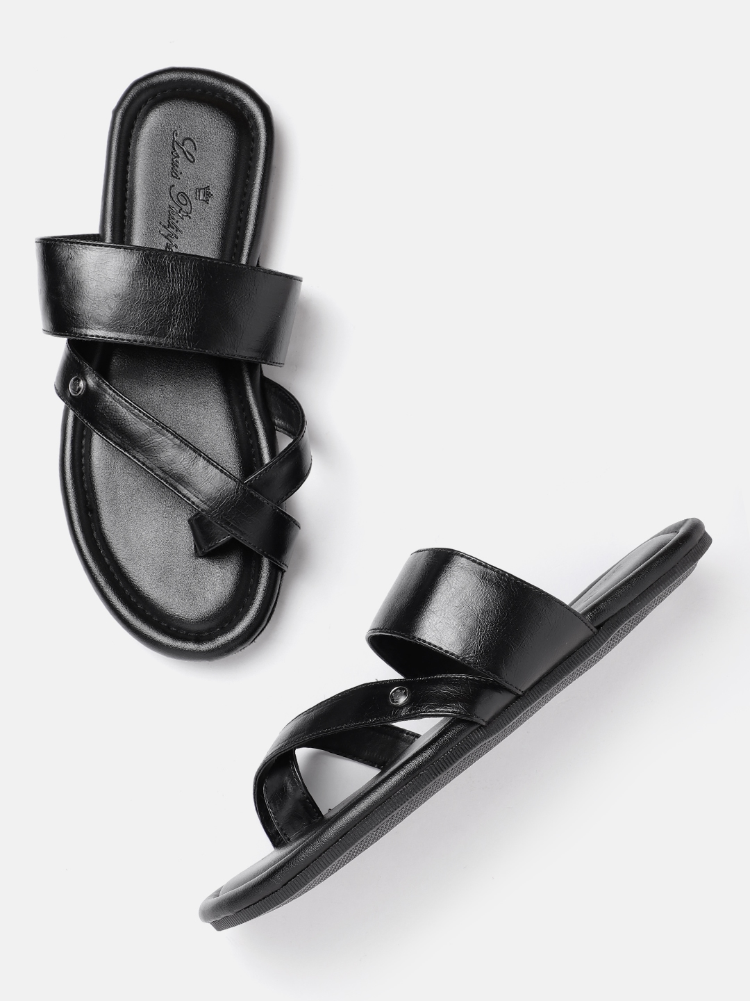 Louis Philippe Men Black Solid Flip Flops