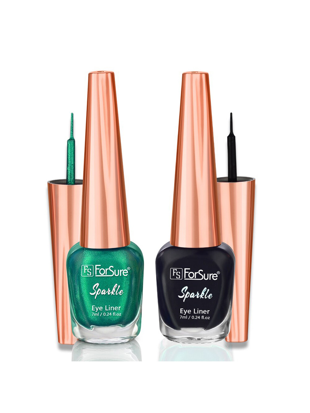 ForSure Set of 2 Sparkle Long Lasting Liquid Eyeliner 7ml each - Black 01 & Green 03