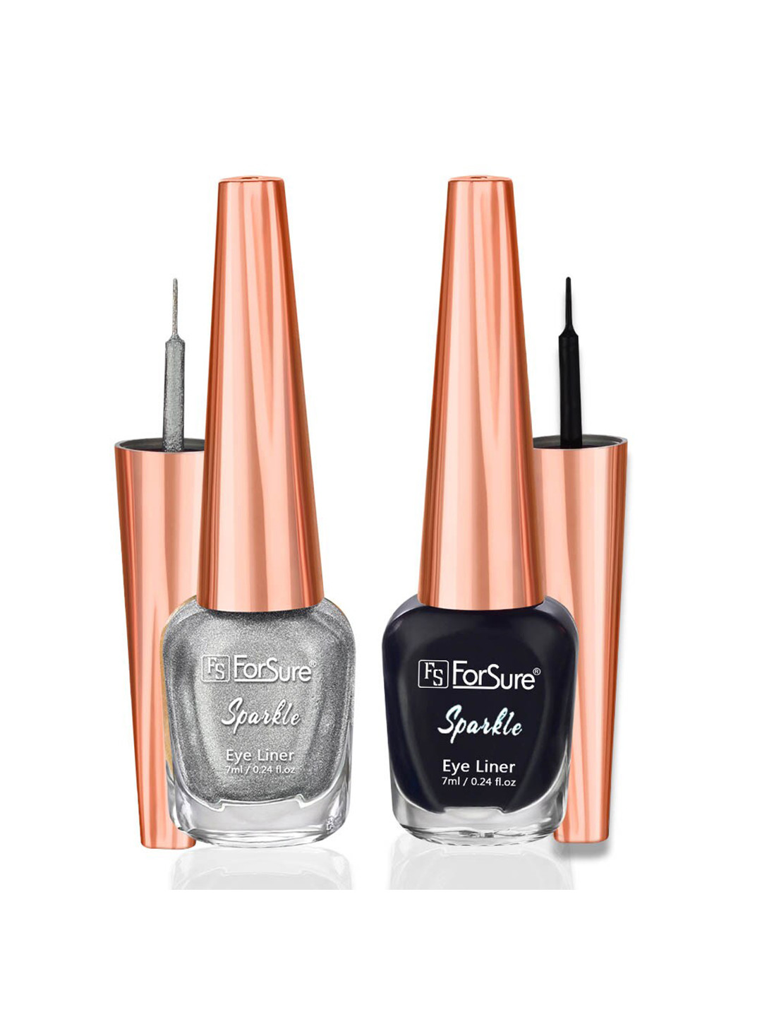 ForSure Set of 2 Sparkle Long Lasting Liquid Eyeliner 7ml each - Black 01 & Silver 05