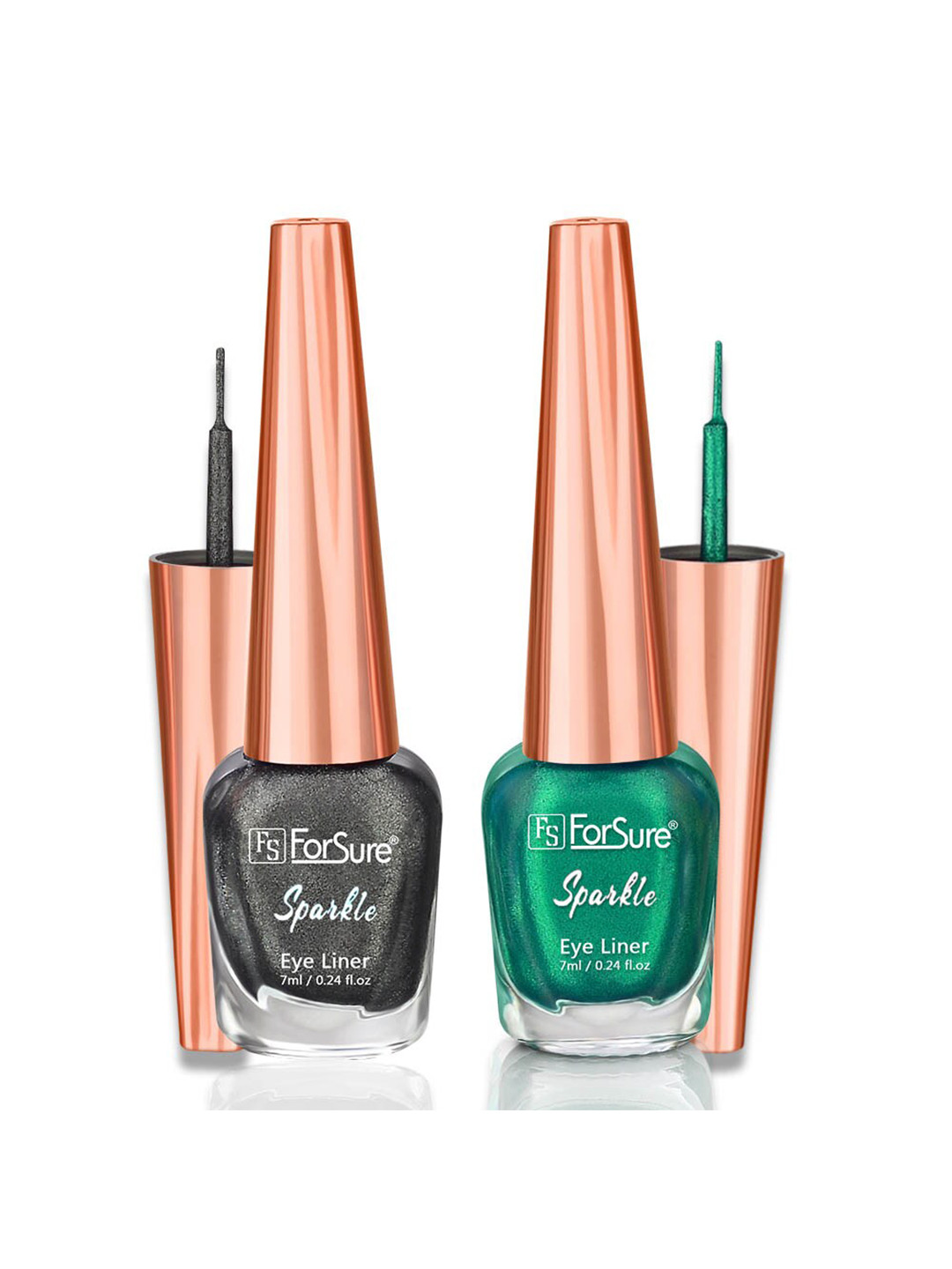 ForSure Set of 2 Sparkle Long Lasting Liquid Eyeliner 7ml each - Grey 02 & Green 03