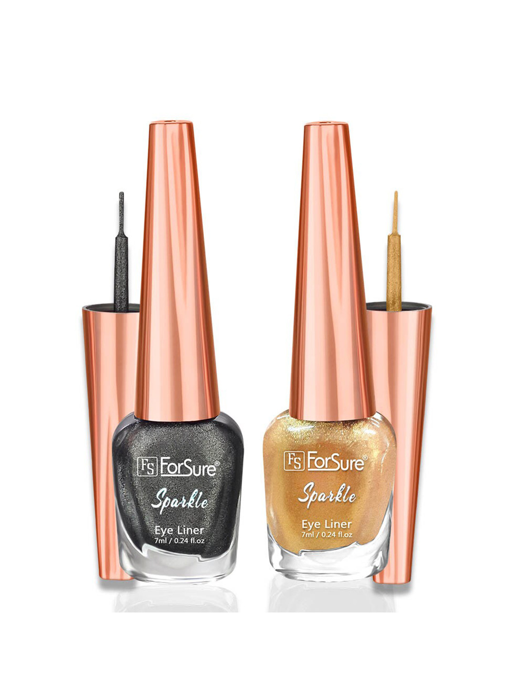 ForSure Set of 2 Sparkle Long Lasting Liquid Eyeliner 7ml each - Grey 02 & Golden 04