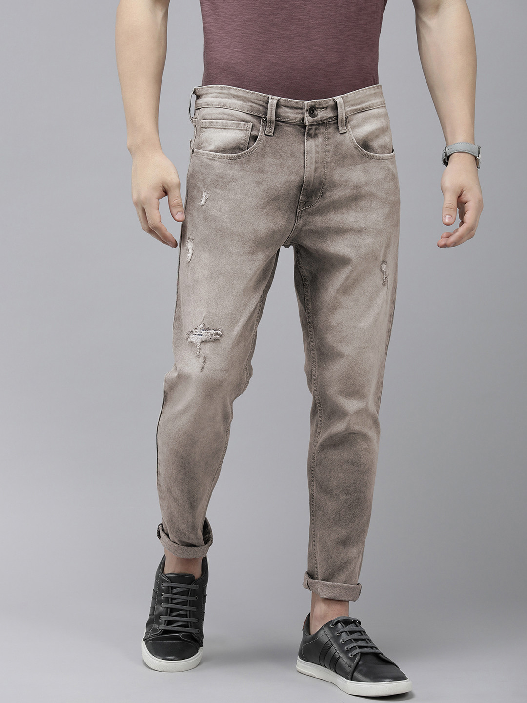 Pepe Jeans Men Skinny Fit Mildly Distressed Heavy Fade Stretchable Jeans