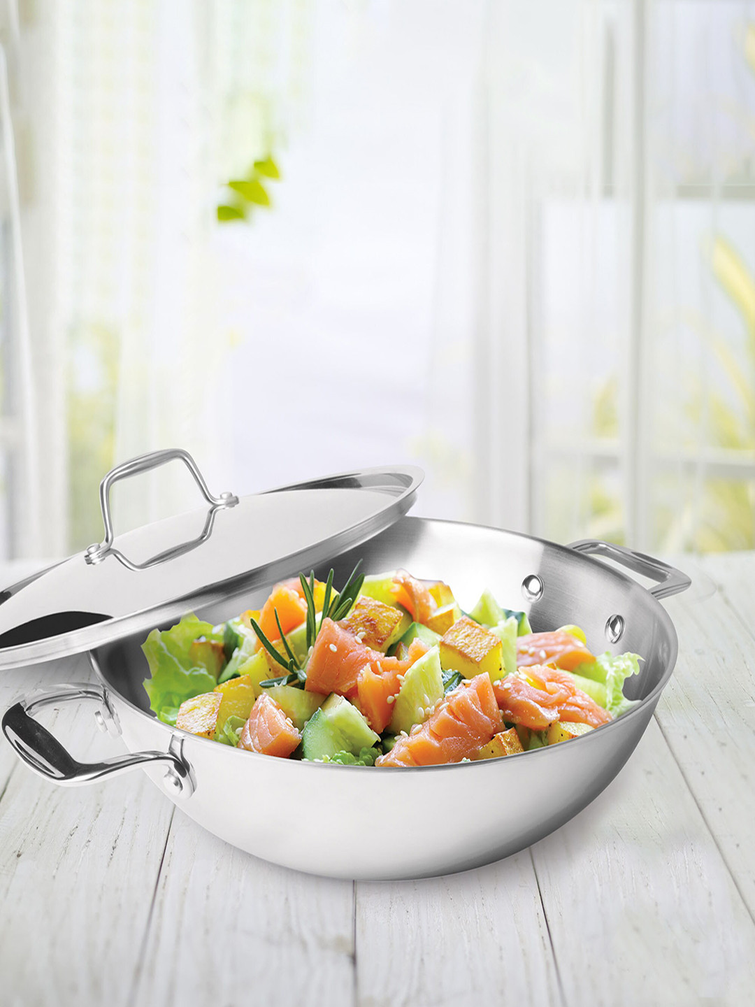 Milton Pro Cook Triply Stainless Steel Kadhai With Lid 3.6 Litre