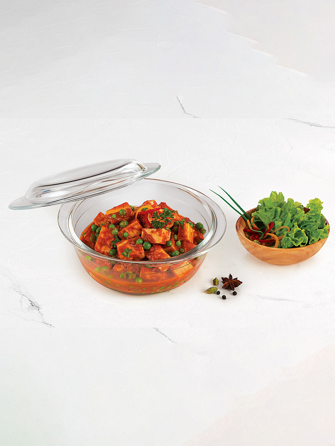 Treo Ovensafe Deep Round 1700 Transparent Borosilicate Glass Casserole 1.675 L