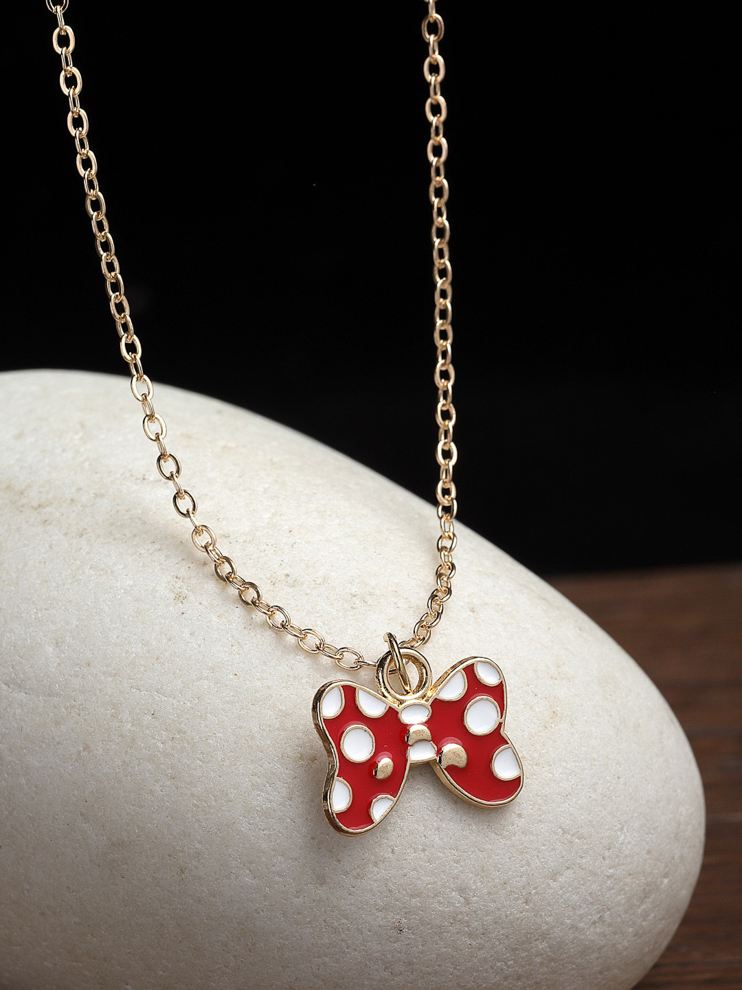 VOGUE PANASH Gold-Plated Bow-Charm Pendant With Chain