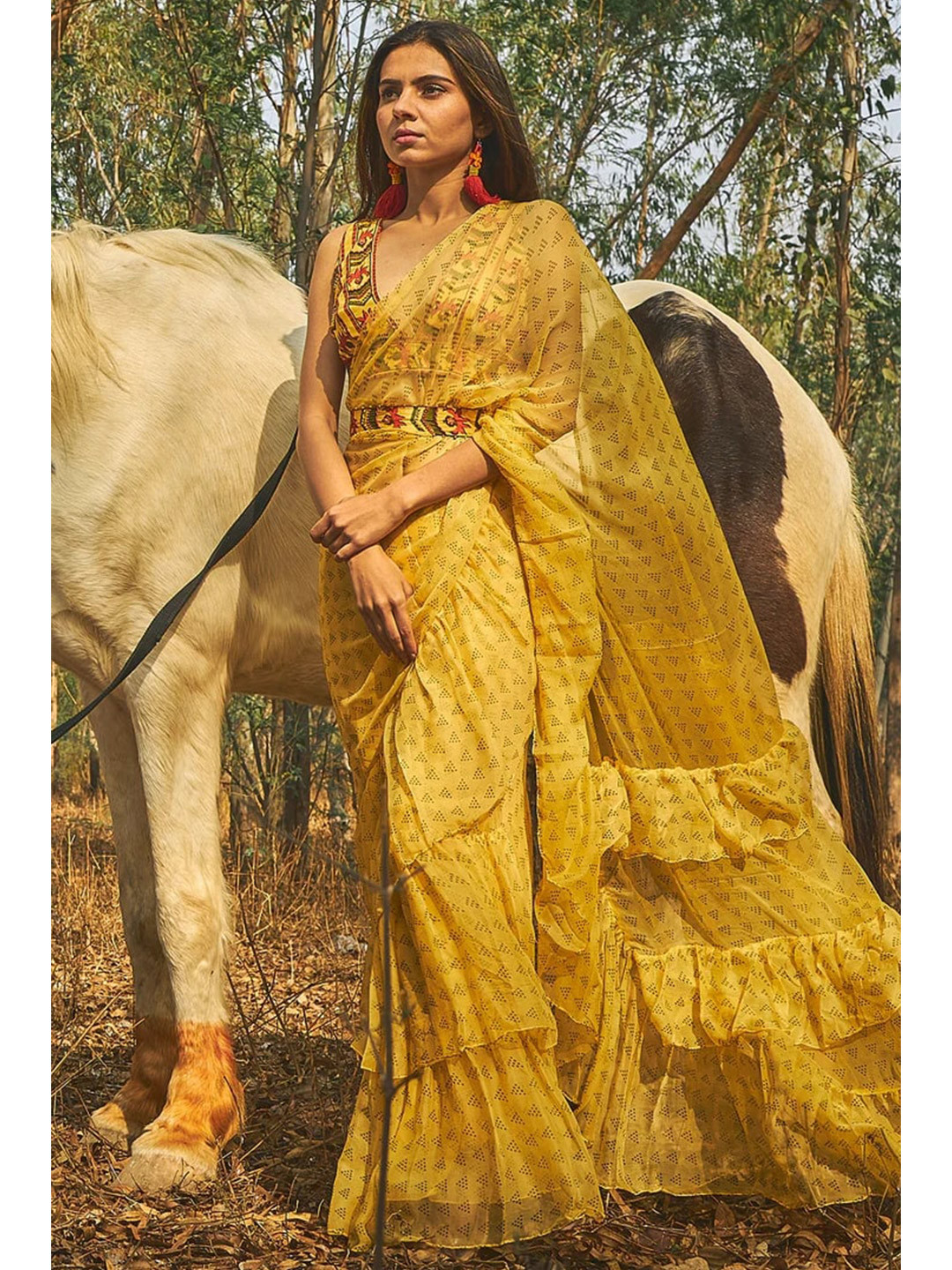 Baise Gaba Yellow & Black Saree