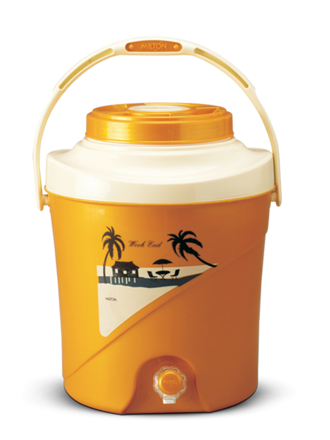 Milton Kool Stallion 22 Insulated Yellow & White Printed Plastic Water Jug 16.4 L