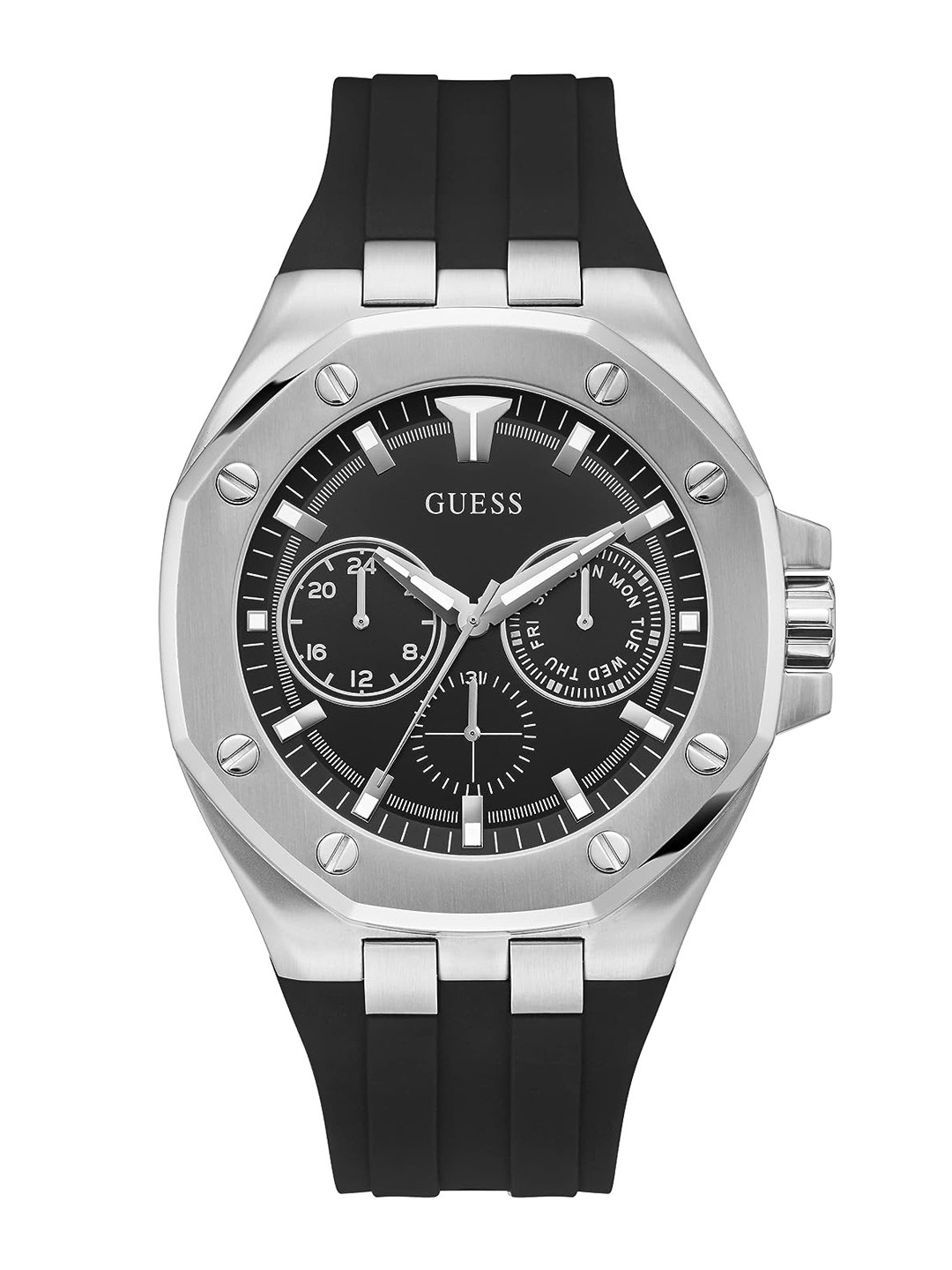 GUESS Men Textured Dial Fold Over Strap Analogue Watch GW0446G1