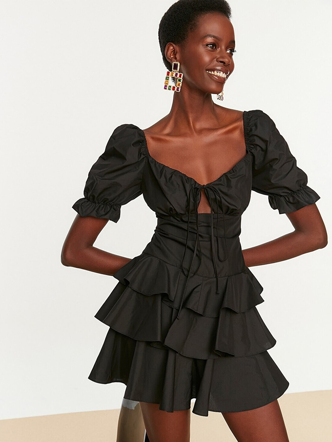 Trendyol Sweetheart Neck Layered Fit and Flare Dress