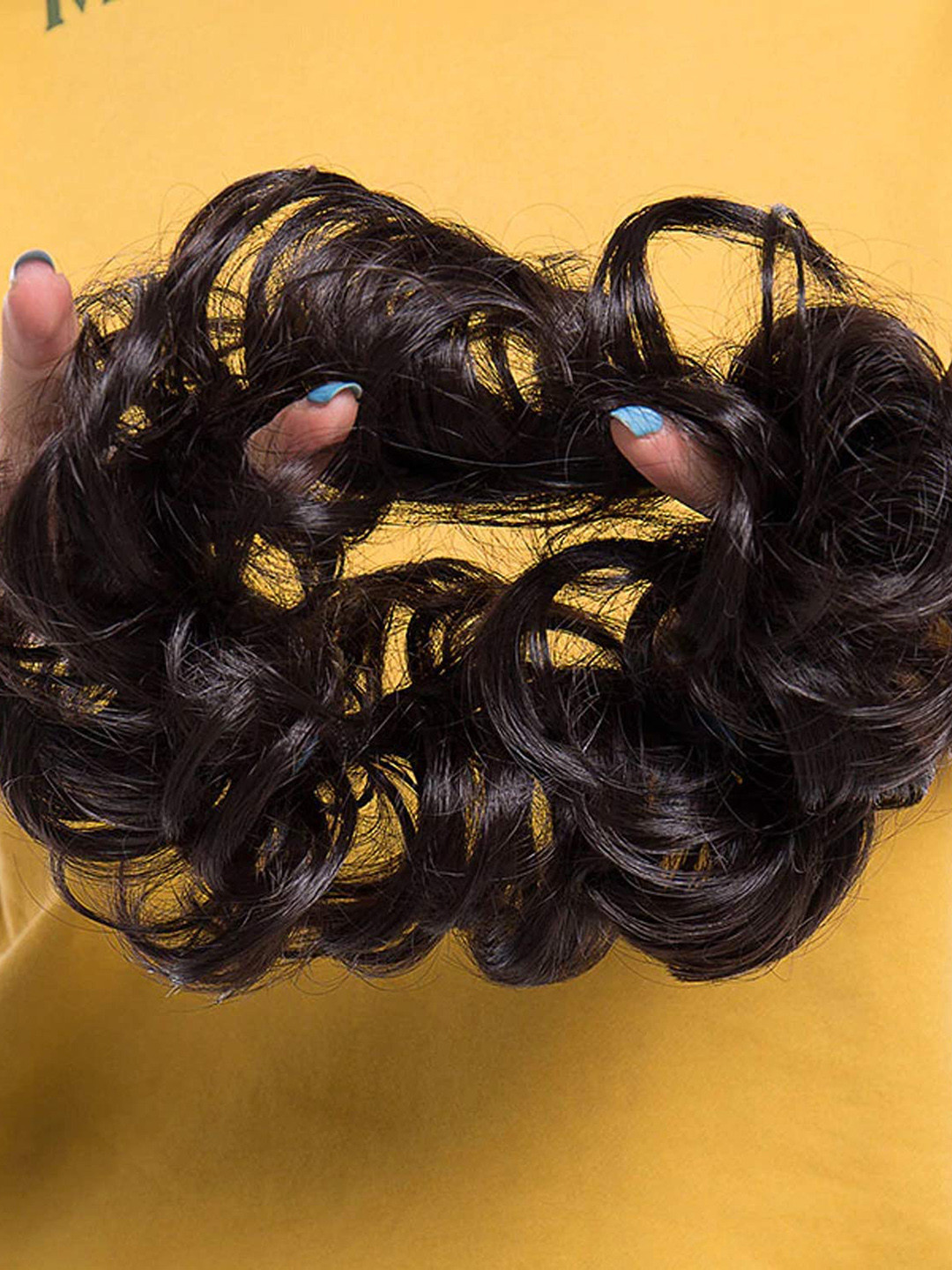 CHANDERKASH Set of 2 Messy Hair Bun Wavy Synthetic Hair Scrunchies Extensions - Black