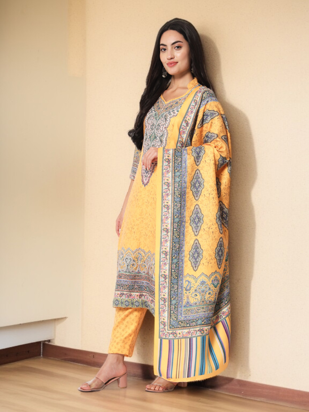 Zamour Woven Design Kalamkari Unstitched Dress Material