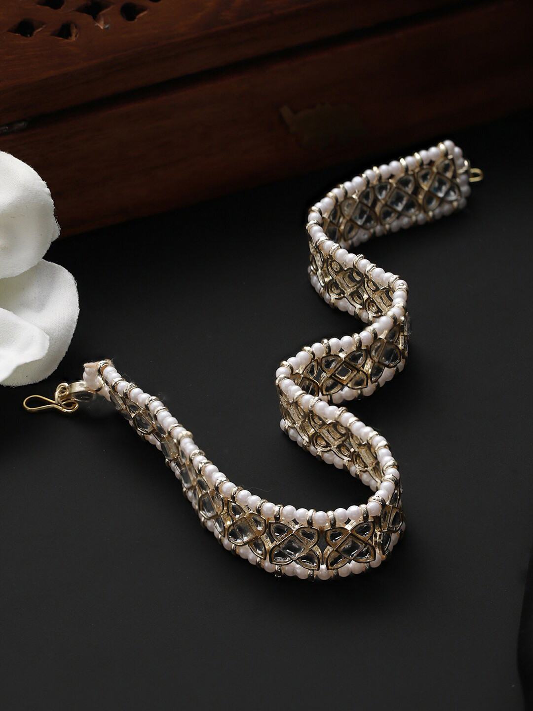 Jazz and Sizzle Silver-Plated Kundan Studded & Beaded Matha Patti
