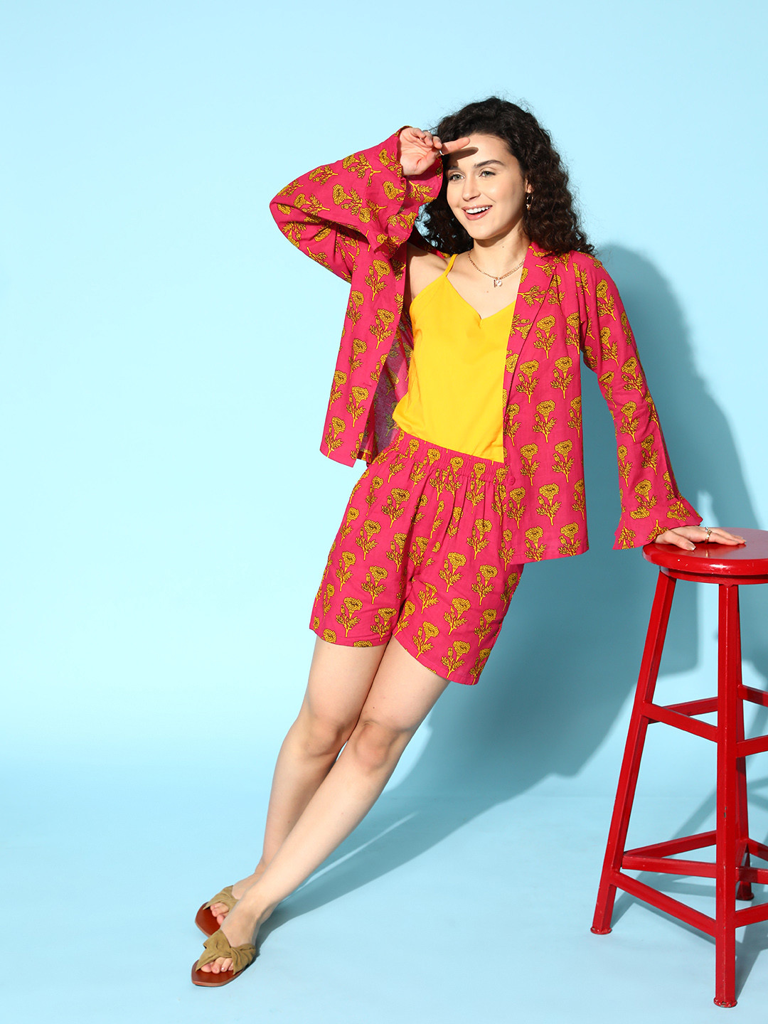 Secret Wish L&L - Noughties Nostalgia - Pure Cotton Floral Printed Vacay Short Set