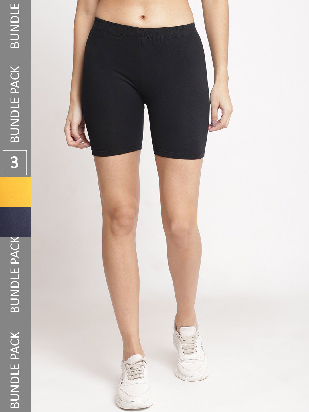 Jinfo Women Pack Of 3 Cycling Super Combed Cotton Lycra Sports Shorts