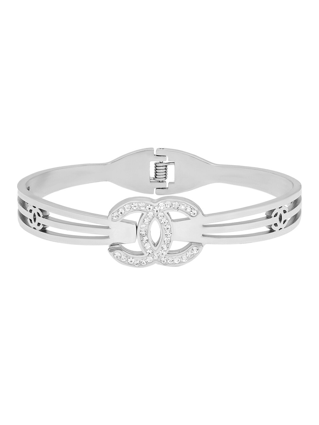 Moon Dust Women Cubic Zirconia Silver-Plated Bangle-Style Bracelet