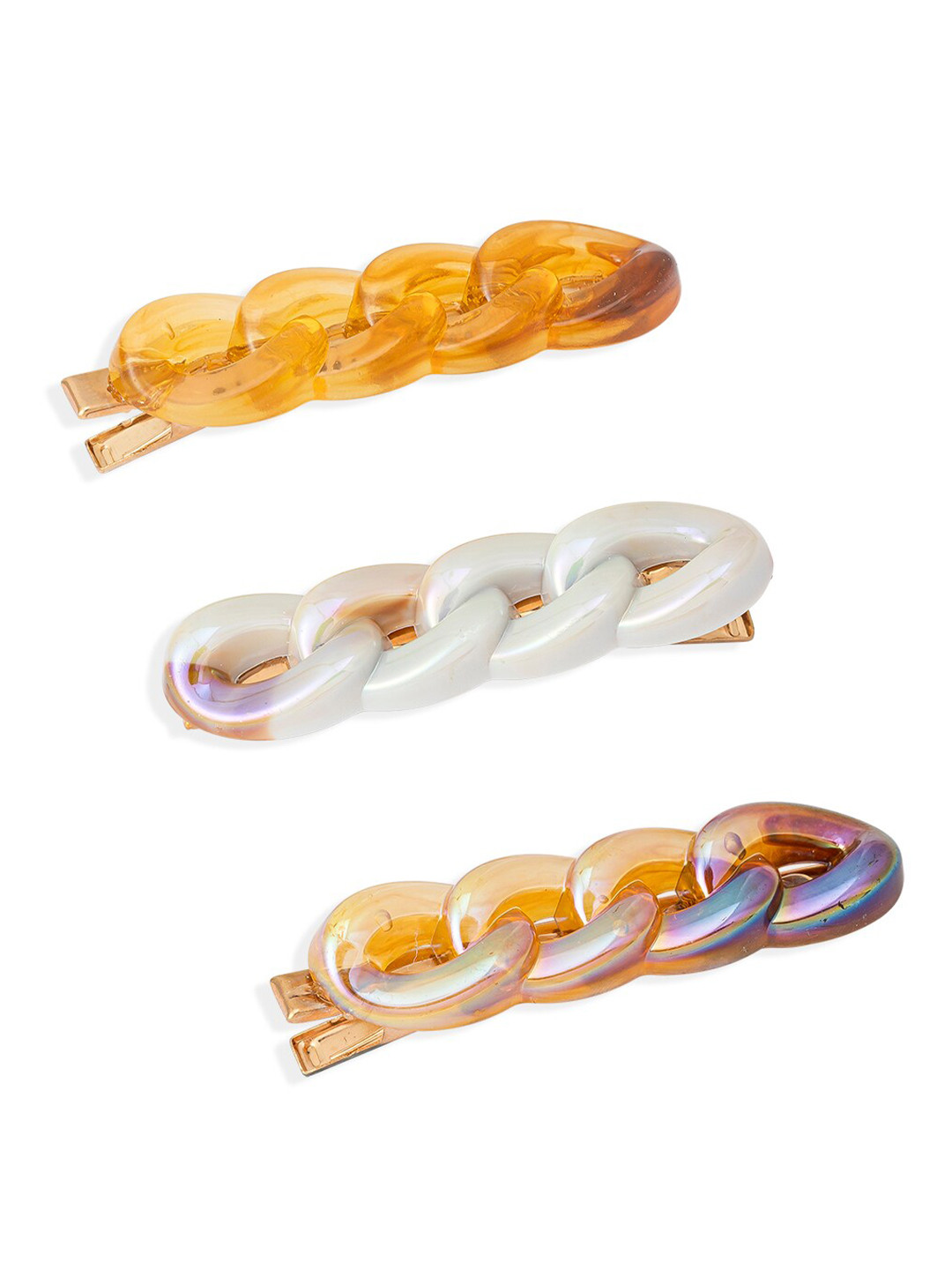 HAIR DRAMA CO. Women Set of 3 Link Chain Hair Pins & Clips