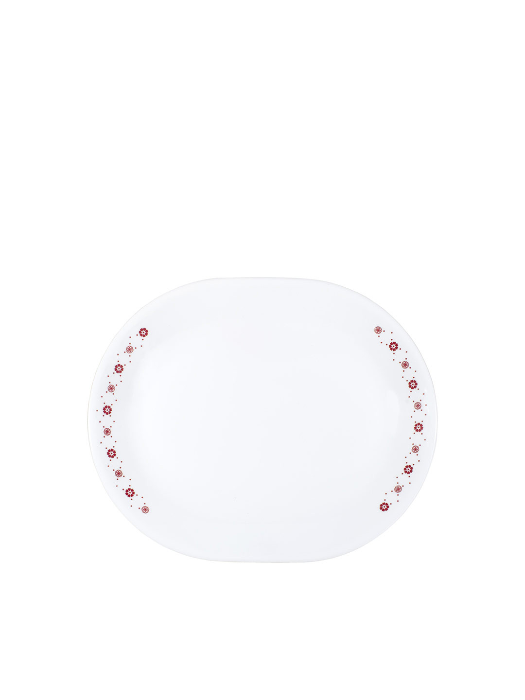 Corelle Livingware Crown White & Red Floral Printed Glossy Vitrelle Glass Plate