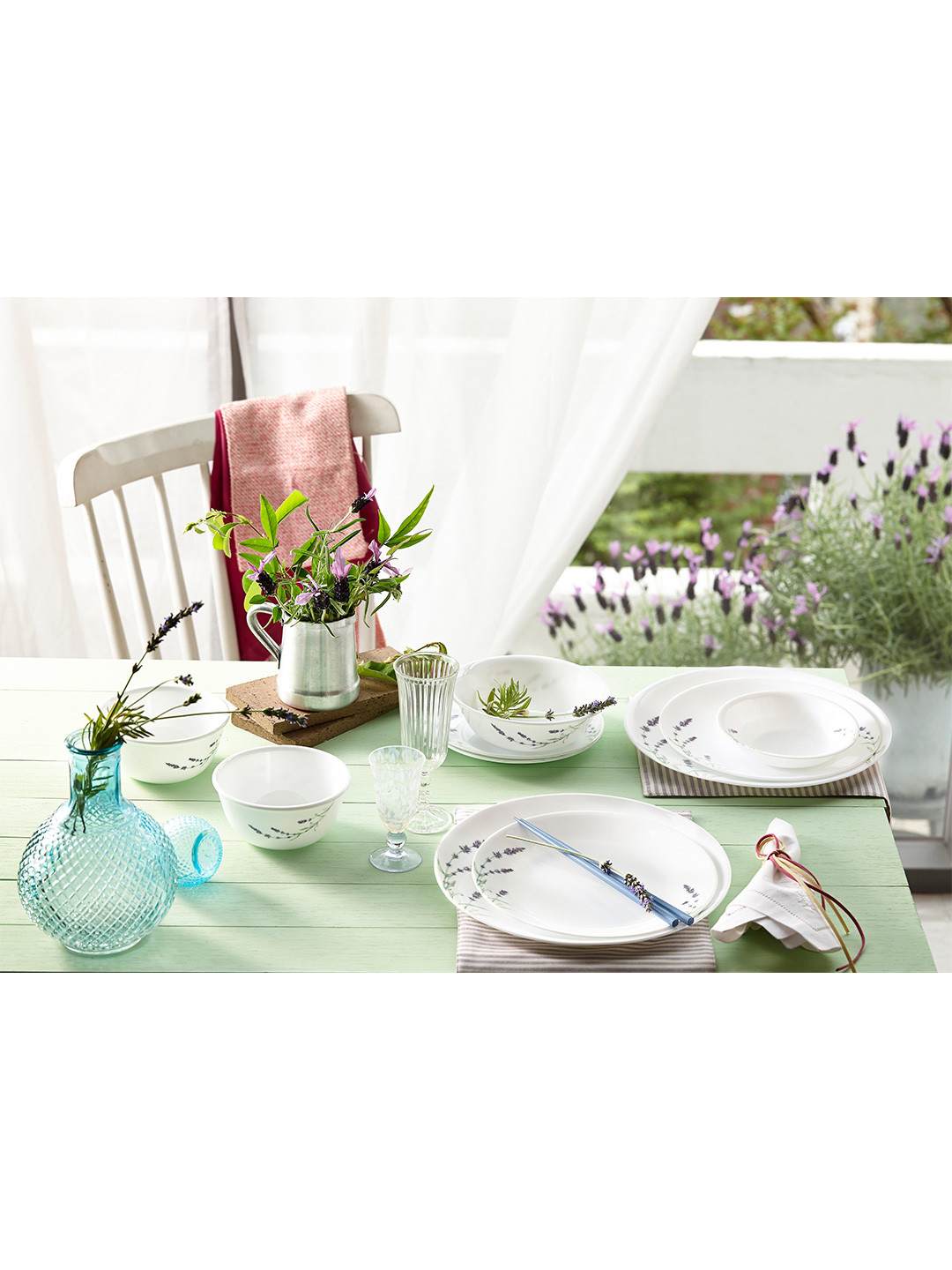 Corelle Asia Collection White & Purple 3 Piece Printed Vitrelle Glass Bowls 532 ml Each