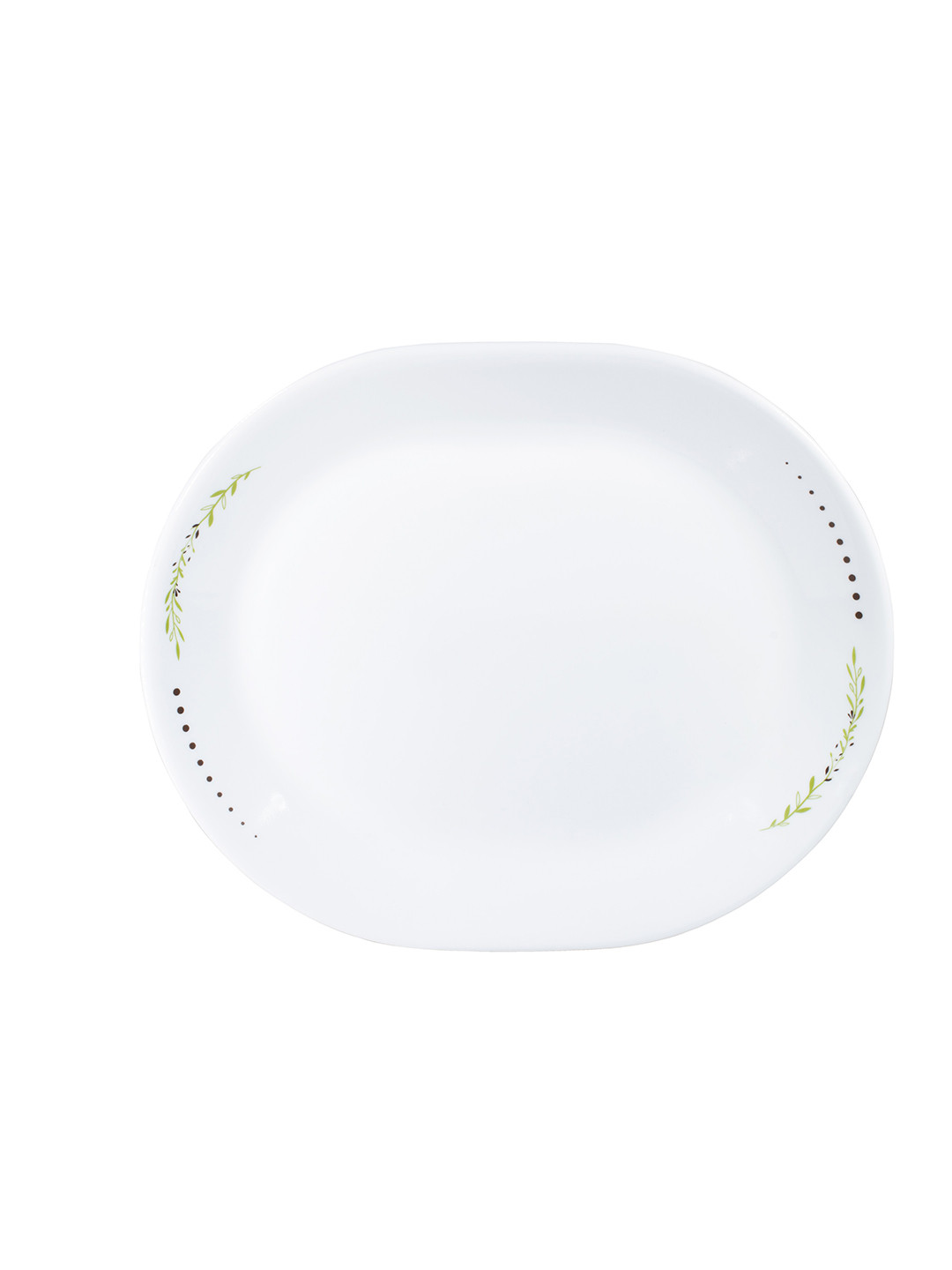 Corelle Livingware Herbs White & Green Printed Vitrelle Glass Plate