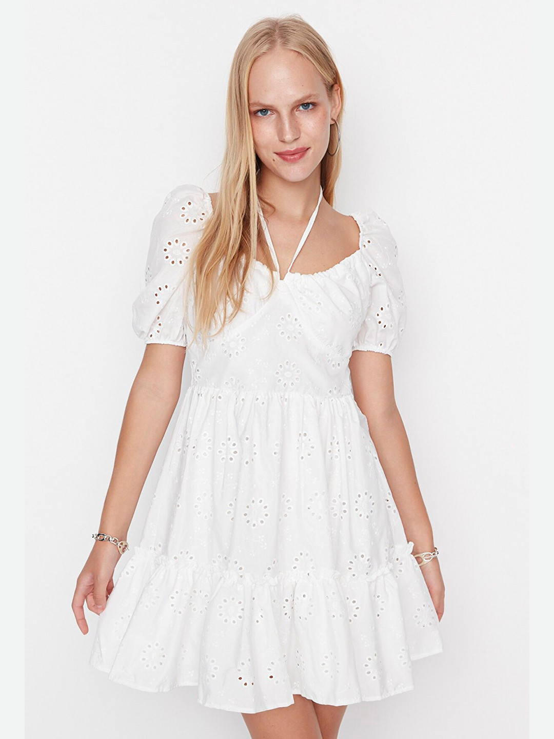 Trendyol Square Neck Puff Sleeve Dress