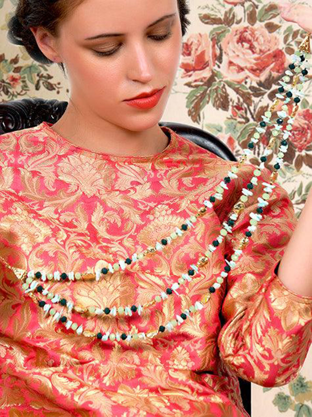 ODETTE Beaded Layered Statement Necklace