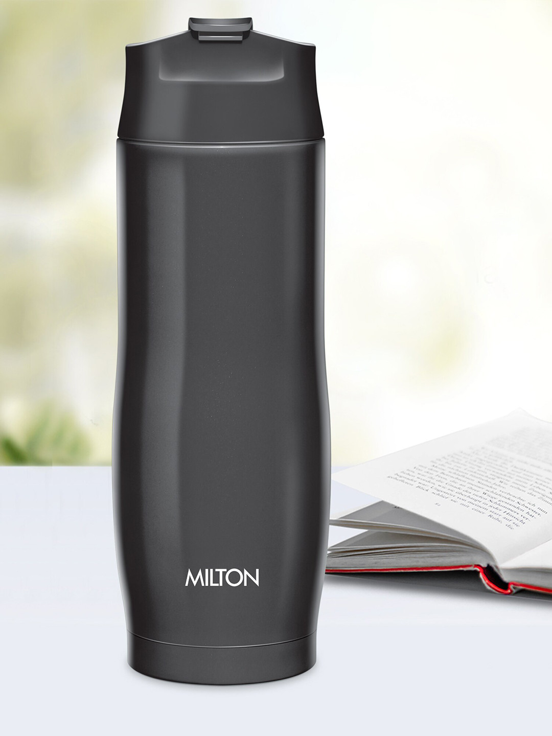 Milton Black Solid Stainless Steel Spill Proof Water Bottle - 480ml