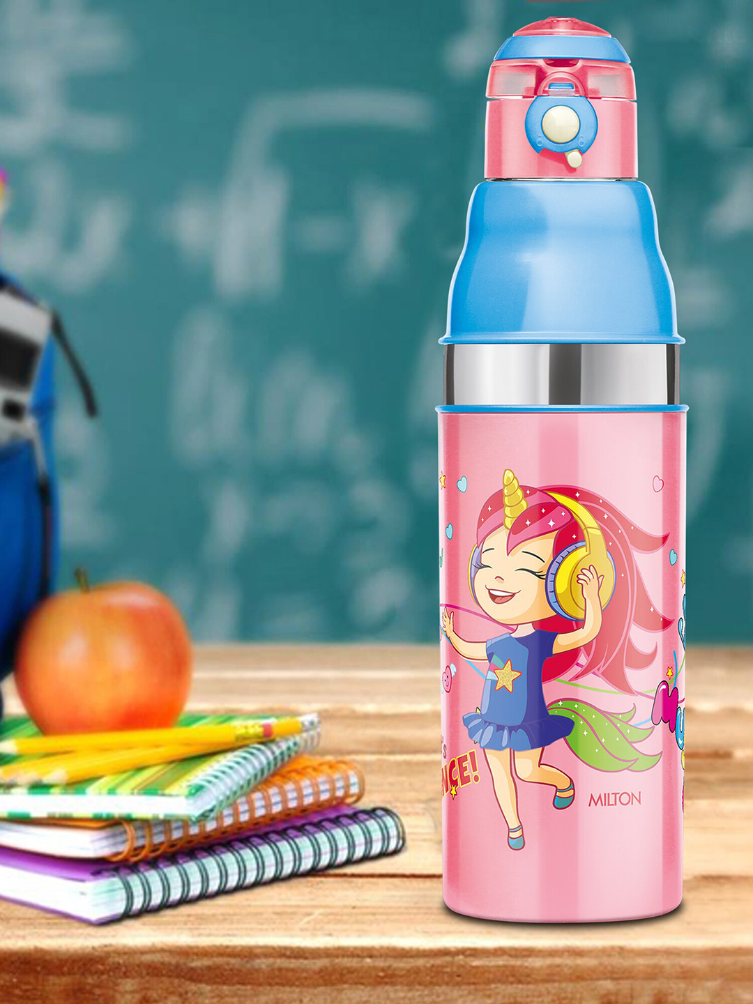 Milton Kool Stunner 600 Pink Conversational Plastic Spill Proof Water Bottle - 520ml