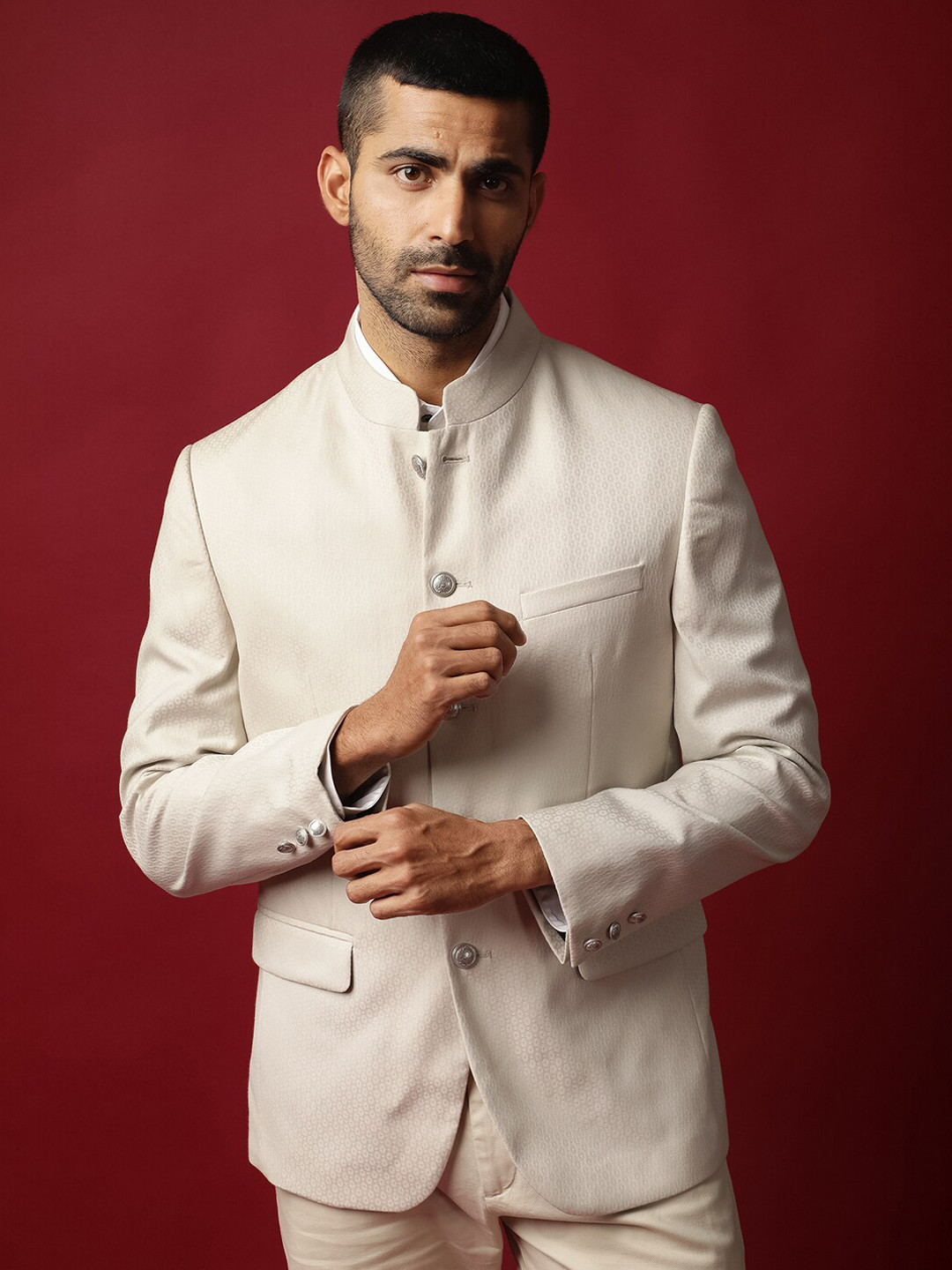 RARE RABBIT Men Elsie Tailored Fit Nehru Jacket